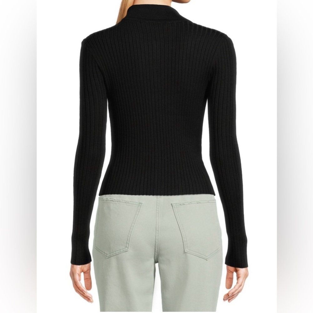 No Boundaries Ribbed Collared Long Sleeve Sweater w/Reversible Zipper - Large - Picture 3 of 6